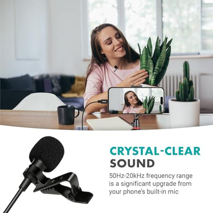 Movo uLav-L Digital Lavalier Omnidirectional Clip on Microphone with USB-C Connector Compatible with iPhone 15/16/17 and Up, iPad-Pro (20-Foot Cord) - style: Single Lav with 20-foot Cord