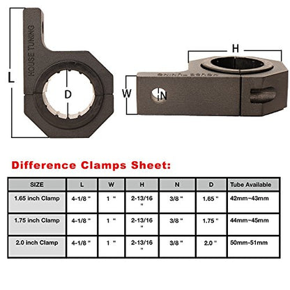 House Tuning 1.625 inche Horizontal Bar Clamps,Mounting Bracket Tube Clamp Roof Roll Cage Holder for Work HID LED Light Bar (2pcs-1.65" Clamp) - size: 1.625"