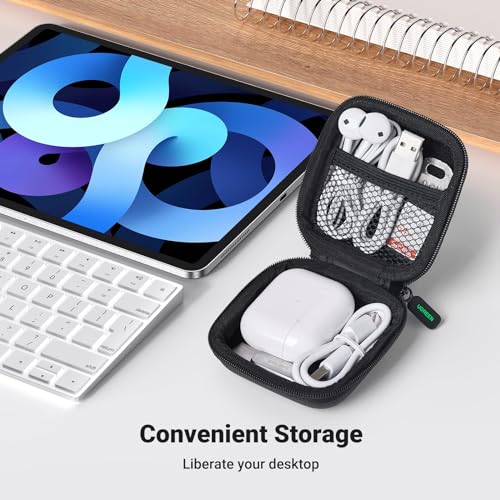 UGREEN Earbud Case, Waterproof Earphone Case Pouch Compatible with AirPods Pro Headphone Case Holder with Stainless Steel Carabiner, for Headphones, Earbuds, SD Memory Card, Camera Chips, Black - color: Black