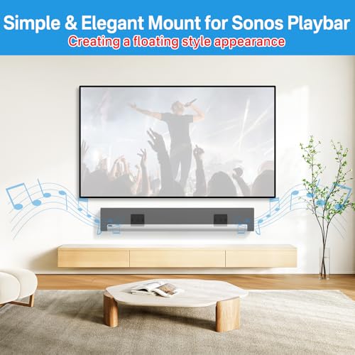 notiela Upgrade Wall Mount for Sonos Playbar Mount Bracket Easy to Install Fit for Sonos Playbar Wall Mount Under TV Mounting Bracket for Space Saving - style: Standard Mount for Sonos Playbar