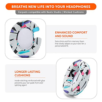 WC PadZ Studio 2 & 3 - Ear Pads for Beats Studio 2, 3 Wired & Wireless | Made by Wicked Cushions | Does NOT Fit Beats Solo (B0501, B0500). PU Leather, Enhanced Foam & Stronger Adhesive | 90's White - color: 90's White