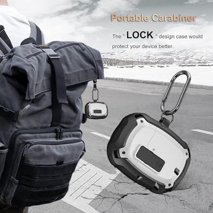 Olytop for Google Pixel Buds Pro 2/ Pro Case Cover with Lock Clip & Cleaner Pen 2024/2022, Shockproof Protective Hard Cover Skin with Carabiner Men Women - Black/White - color: Black/White