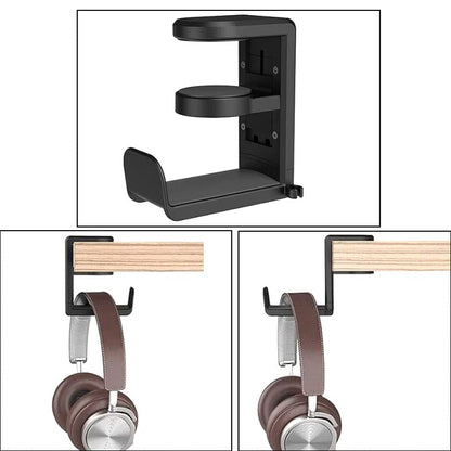 Black 360 Degree Rotation Adjustable Headphone Stand Headset Hanger PC Gaming Headset Headphone Hook Holder Hanger Mount