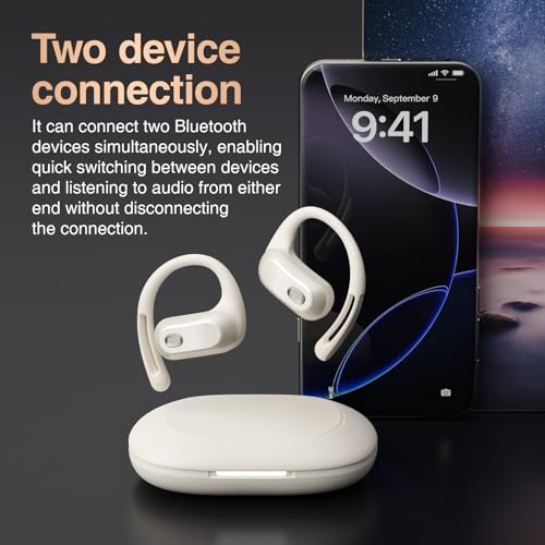 Open Ear Headphones,Silicone Ear Hanger,360-Degree Panoramic Sound,Air Conduction, LED Display,IPX7 Waterproof, Wireless Earbuds for Meeting, Driving,Traveling (Black)
