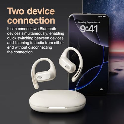 Open Ear Headphones,Silicone Ear Hanger,360-Degree Panoramic Sound,Air Conduction, LED Display,IPX7 Waterproof, Wireless Earbuds for Meeting, Driving,Traveling (Black)