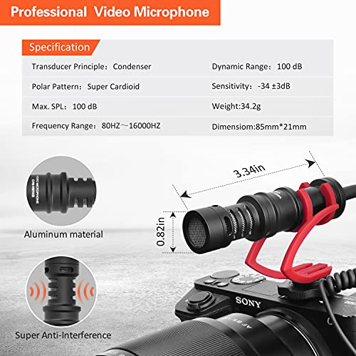 COMICA CVM-VM10II Universal Shotgun Microphone for Camera, iPhone, Android - color: Red