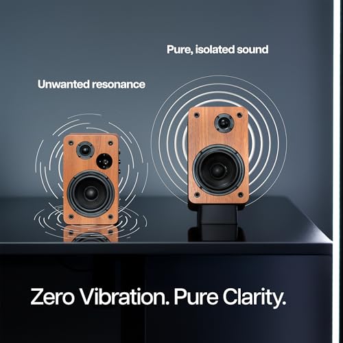 VIVO Small 4 x 6 inch Desktop Speaker Stands, Desk Studio Wedge with 15° Tilt Design, Audio Stand Riser for Bookshelf Speakers, Anti-Vibration, Set of Two, Black, STAND-SP2A-S - size: 4 x 6 inch