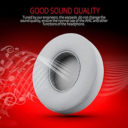 Earpad Replacement for Beats Solo 2 & 3 Wireless/Wired Headphone, Ear Cushion Premium Protein Leather Memory Foam with Kits, Superb Comfortable Easy to Install – Silver - color: Silver