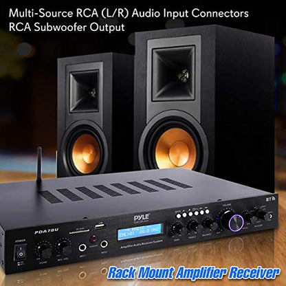 Pyle Bluetooth Home Theater Amplifier - 200 Watts into 5 Channels with Subwoofer Out, Easy Karaoke - Dual Mic, Wireless Streaming, USB/SD with MP3 player, RCA Input, FM Radio, LCD Display - PDA7BU