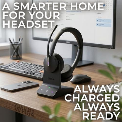 Yealink WH64 Wireless DECT Headset & Bluetooth MS Duo, Teams & Zoom Compatible, Acoustic Shield 2.0, 3-Mic Noise Cancellation, All-Day Comfort, Plug & Play for PC, Phone & UC Platforms, Long Battery - style: WH64 Duo-MS