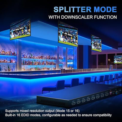 PORTTA 4x4 HDMI Matrix 4K 60Hz 4:4:4, 4 in 4 Out Switch Splitter, Audio Extractor, 16 EDID Modes with Remote Control Supports HDMI 2.0b, HDCP 2.2, HDR, YUV, ARC, 18Gbps, 3D, Downscaler 4K & 1080P - style: HDMI Matrix 4x4 4K@60Hz