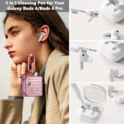KOREDA Compatible with Samsung Galaxy Buds 4 Case/Buds 4 Pro Case Cover, Cute Funny Suitcase Design Case for Galaxy Buds 4 Pro, Fashion Protective Hard Case for Women Men with Keychain (Rose Gold) - color: Rose Gold