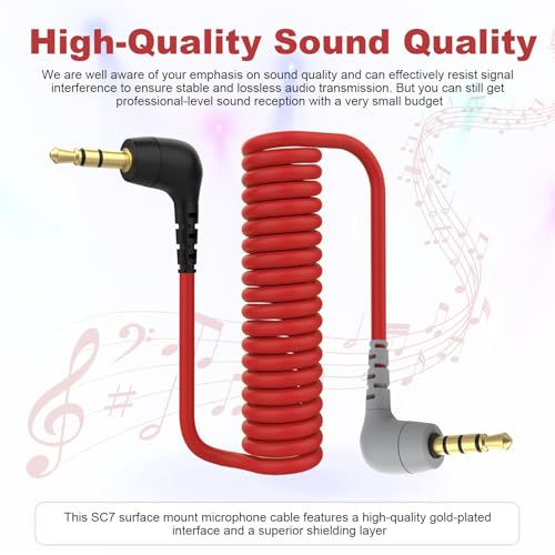 Alitutumao TRS to TRRS Adapter Cable, 3.5mm Scalable Patch Cord Wire (Red) - Compatible with Rode SC7/VideoMicro Go II/VideoMicro NTG Microphones, Fits iPhone, Smartphones and Tablets