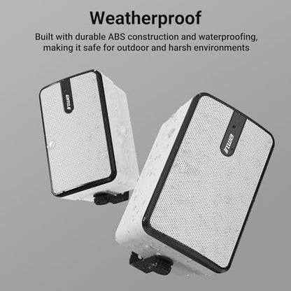Inwa Upgraded Bluetooth Outdoor Speakers, IPX5 Waterproof Wall Mount Speaker, Powerful Bass, Wireless Sync Up to 100 Speakers, Indoor/Outdoor Sound System for Patio/Porch/Gazebo/Garage(MZ-632, 2 PCS)
