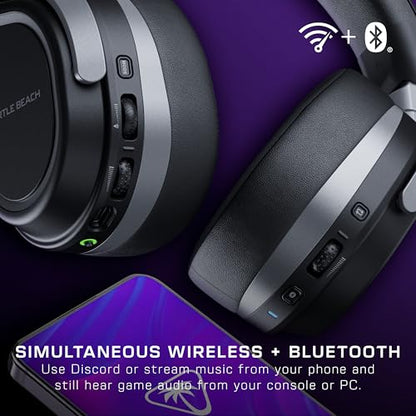 Turtle Beach Stealth 700 Wireless Multiplatform Gaming Headset for PC & PS5 | PlayStation, PS4, Mobile, Bluetooth, 24-Bit Audio, 60mm Dual Drivers, 80-Hr Battery, Noise-Cancelling Flip-to-Mute Mic, Black