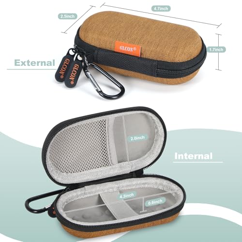 Mini Oval Earbud Case, Hard Shell Carrying Pouch Bag - color: Earth-Yellow