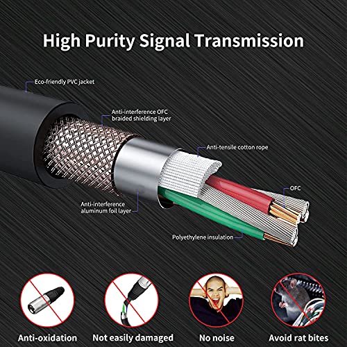 XLR Cable 6ft 2 Pack, XLR Microphone Cable Male to Female | Balanced XLR Suitable for Preambles, Speaker Systems, Radio Station and More - size: 6 Ft 2 Pack