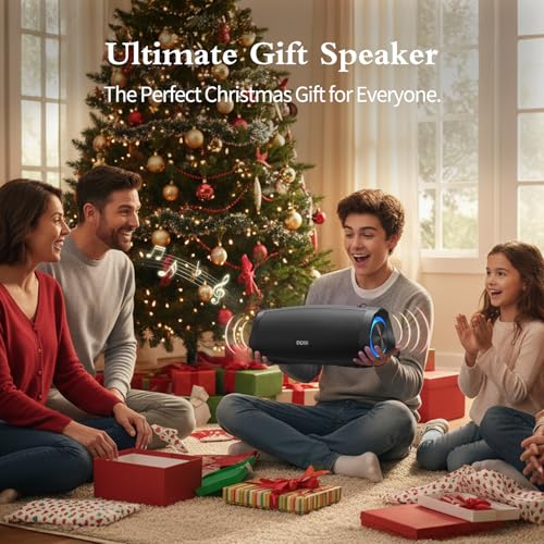 DOSS Extreme Boom Pro D100 Wireless Bluetooth Speaker, IPX6 Waterproof | 140W Peak Loud Sound, Extra Bass, 24H Playtime, Beat-Sync Lights, Power Bank, Portable, Outdoor, Camping, Beach, Yard, Black - color: Black