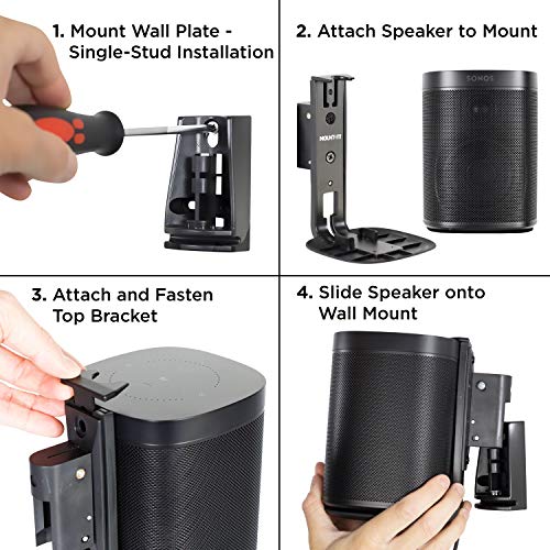 Mount-It! Adjustable Speaker Wall Mount for SONOS One, One SL and Play:1 - Black