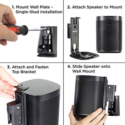 Mount-It! Adjustable Speaker Wall Mount for SONOS One, One SL and Play:1 - Black