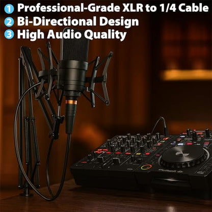 XLR to 1/4 Cable, XLR Male to 6.35mm TRS Quarter Inch, 6 FT | Balanced Mic Cable to 1/4 Inch Male, Oxygen-Free Copper, Nickel-Plated Connector w/PVC Jacket – for Speaker Amplifier