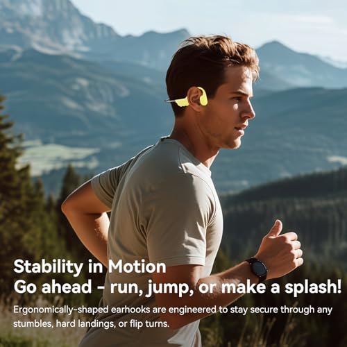 Full-Coverage Liquid Silicone Swimming Headphones, IP68 Waterproof Underwater Headphones, Bluetooth 6.0&MP3 with 32GB Memory Card, Soft/Skin-Comfortable Open Ear Bone Conduction Swim Earbuds