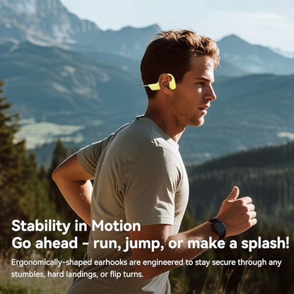 Full-Coverage Liquid Silicone Swimming Headphones, IP68 Waterproof Underwater Headphones, Bluetooth 6.0&MP3 with 32GB Memory Card, Soft/Skin-Comfortable Open Ear Bone Conduction Swim Earbuds