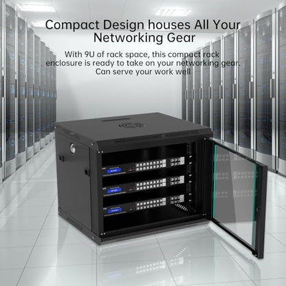 MT-VIKI 9U Wall Mount Server Cabinet Network Rack Vented Enclosure, 0.8mm Thick, 17.7'' Deep (450mm), for 19'' IT Equipment, Included 1pcs Rack Shelf - size: 9U
