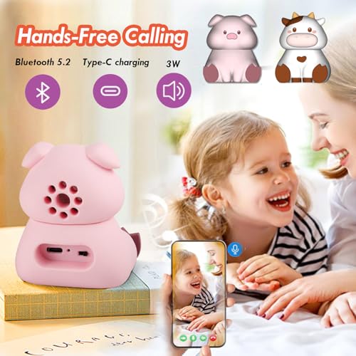 Portable Mini Cartoon Bluetooth Speaker with Phone Holder Mini Animal Cute Kids Wiressless Speaker Built-in Mic, Hands-Free Call for Home Trip Gift (White-Cow) - color: White-Cow