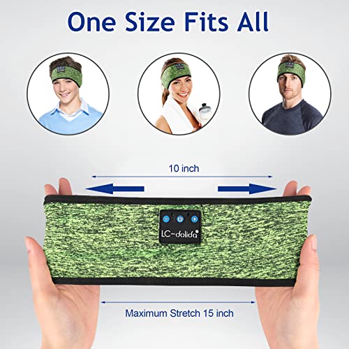 LC-dolida Sleep Headphones Wireless Bluetooth Headband Headphones for Sleeping Music Band Cozy Sleep Mask with Thin HD Stereo Speakers Perfect for Side Sleepers(Olive) - color: Olive