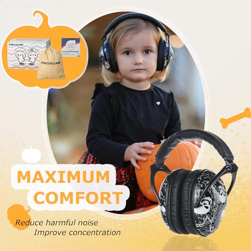Kids Ear Protection Safety Ear Muffs, NRR 25dB Noise Reduction Children Earmuffs, Hearing Protectors for Sleeping, Studying, Airplane, Concerts, Fireworks-Skull with Black Band - color: Black Band Skull