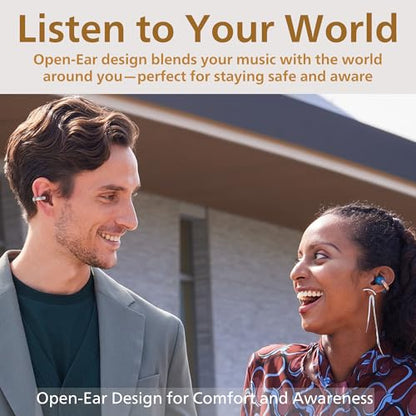 JVC Nearphones HANP1TW Open Ear True Wireless Headphones, White | Bluetooth 5.3, 24H Playback, IPX4 Water Resistant, Built-in Mic, Ear Clip Design - color: White