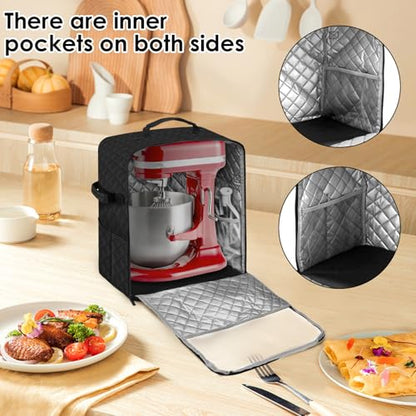 US Stand Mixer Storage Bag Nylon Blender Dust Cover with Removable Slider Cushion Waterproof Blender Storage Bag Lightweight Easy to Use Stand Mixer Dust Cover Suitable for Kitchens(S,black) - size: S