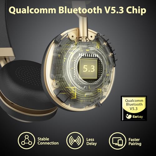 Earbay Wireless Headset with Microphone, AI Noise Cancelling & Dongle | V5.3 Bluetooth Headset with Mute Microphone, Computer Headphones with Mic 45H Office/PC/Call Center/Laptop/Teams/Zoom