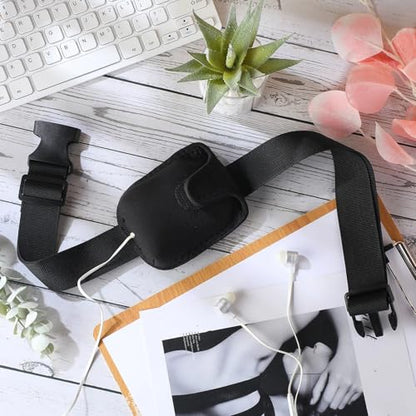 Zhehao 6 Set Mic Belt Pouch Anti Dropping Strap Fitness Instructor Detachable Neoprene Microphone Transmitter Carrier Pouch Adjustable Belt Waistband Bag for Fitness Instructor Speaking Theatre Black