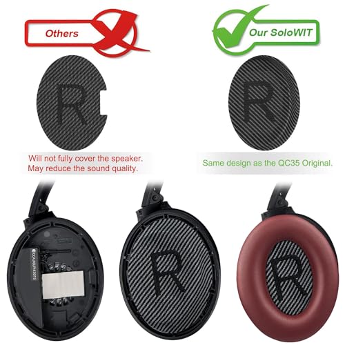 Replacement Earpads Cushions for Bose QuietComfort 35 (QC35) & Quiet Comfort 35 II (QC35 ii) Headphones, Ear Pads with Softer Leather, Noise Isolation Foam, Added Thickness (Burgundy) - color: Burgundy