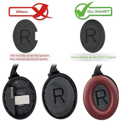 Replacement Earpads Cushions for Bose QuietComfort 35 (QC35) & Quiet Comfort 35 II (QC35 ii) Headphones, Ear Pads with Softer Leather, Noise Isolation Foam, Added Thickness (Burgundy) - color: Burgundy
