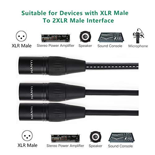 NANYI XLR Male to 2 Male Y-Splitter Mic Cable, 3-Pin, Patch Cord, 1.6ft - size: XLR Male To 2Male-1.6FT