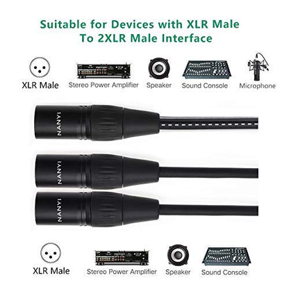NANYI XLR Male to 2 Male Y-Splitter Mic Cable, 3-Pin, Patch Cord, 1.6ft - size: XLR Male To 2Male-1.6FT