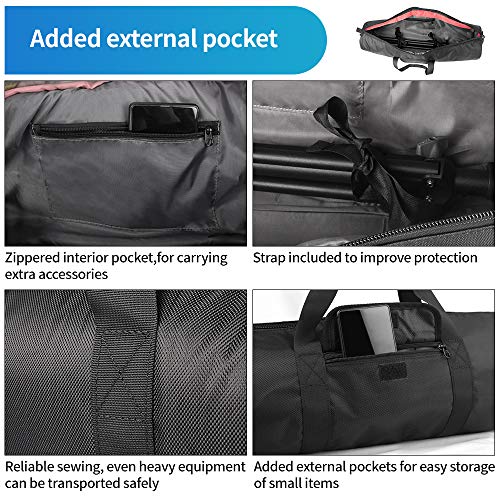 HEMMOTOP Tripod Bag All-Around Thick Padded Case Portable 25.6x7 in R06518 | Heavy Duty, Nylon, Hand-Held and Shoulder-Back, 2 Zippered Pockets, for Carrying Speaker Stand, Mic Stand, Telescope - size: 25.6" L x 7" D