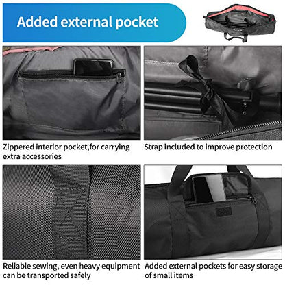 HEMMOTOP Tripod Bag All-Around Thick Padded Case Portable 25.6x7 in R06518 | Heavy Duty, Nylon, Hand-Held and Shoulder-Back, 2 Zippered Pockets, for Carrying Speaker Stand, Mic Stand, Telescope - size: 25.6" L x 7" D