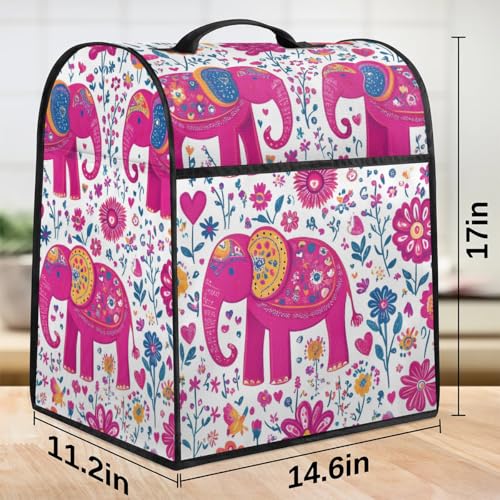 Stand Mixer Cover Compatible with KitchenAid Mixer 6/7/8 Quart with Pockets for Kitchen Aid Accessories and Attachments, Water-Resistant Quilted Polyester - color: Elephant