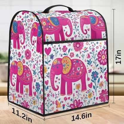 Stand Mixer Cover Compatible with KitchenAid Mixer 6/7/8 Quart with Pockets for Kitchen Aid Accessories and Attachments, Water-Resistant Quilted Polyester - color: Elephant