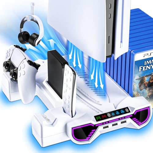 Cooling Station for PS5/Slim/Pro Standard Disc/Digital Console - color: White