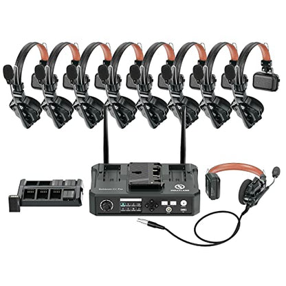 Hollyland Solidcom C1 PRO 9-Users Wireless Headset Intercom System ENC Noise Cancellation with Base Station, 1.9GHz Full-Duplex Team Communication with AB Grouping Cloud Meeting Announcement - size: 9 Set HUB