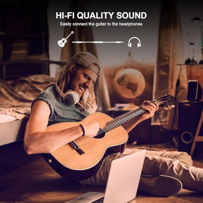 MOSWAG 1/4 to 3.5mm Headphone Adapter 6.6FT/2Meter, TRS 6.35mm 1/4 Male to 3.5mm 1/8 Female Stereo Jack Audio Adapter for Amplifiers, Guitar Amp, Keyboard Piano, Home Theater, Headphones and More - size: 6.6FT/2Meter