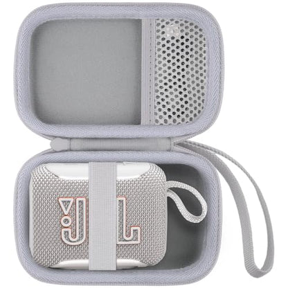for JBL Go 5/4/3 Ultra Portable Speaker Hard Travel Case, White | Protective Storage Bag with Mesh Pocket & Hand Strap, Shockproof EVA Carrying Box, Soft Lining - color: White Case