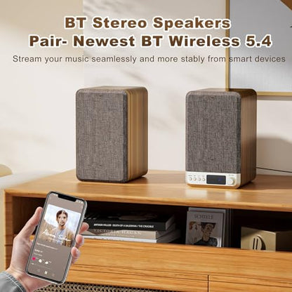 Powered Bookshelf Speakers for Turntable Vinyl Record Player | 30W*2, 3.5 Inch Woofer, AUX/RCA/BT Wired & Wireless Input, Compact Desktop HiFi Stereo Sound Active Speakers for Computer PC - size: 3.5 Inch Woofer