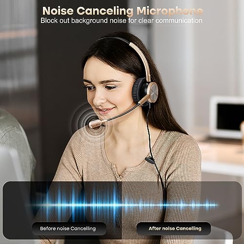 Telephone Headset with RJ9 for Cisco Phone Call Center Headset with Noise Cancelling Microphone with Extra 3.5mm Connector for Mobiles - style: Mono