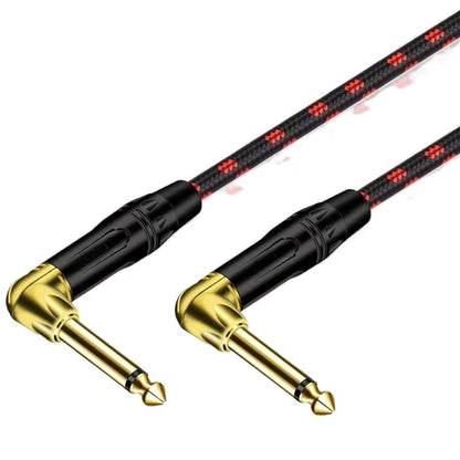 FENG GUO Instrument Right Angle Ja-ck 6.35 mm Mono Cable Gold Plated 1m 1.8m 300cm 5m 7.5m 10m Male to Male Cable for Guitar Bass Keyboard(5m) - size: 5m